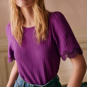 Sezane Clea T-Shirt Purple Size Small